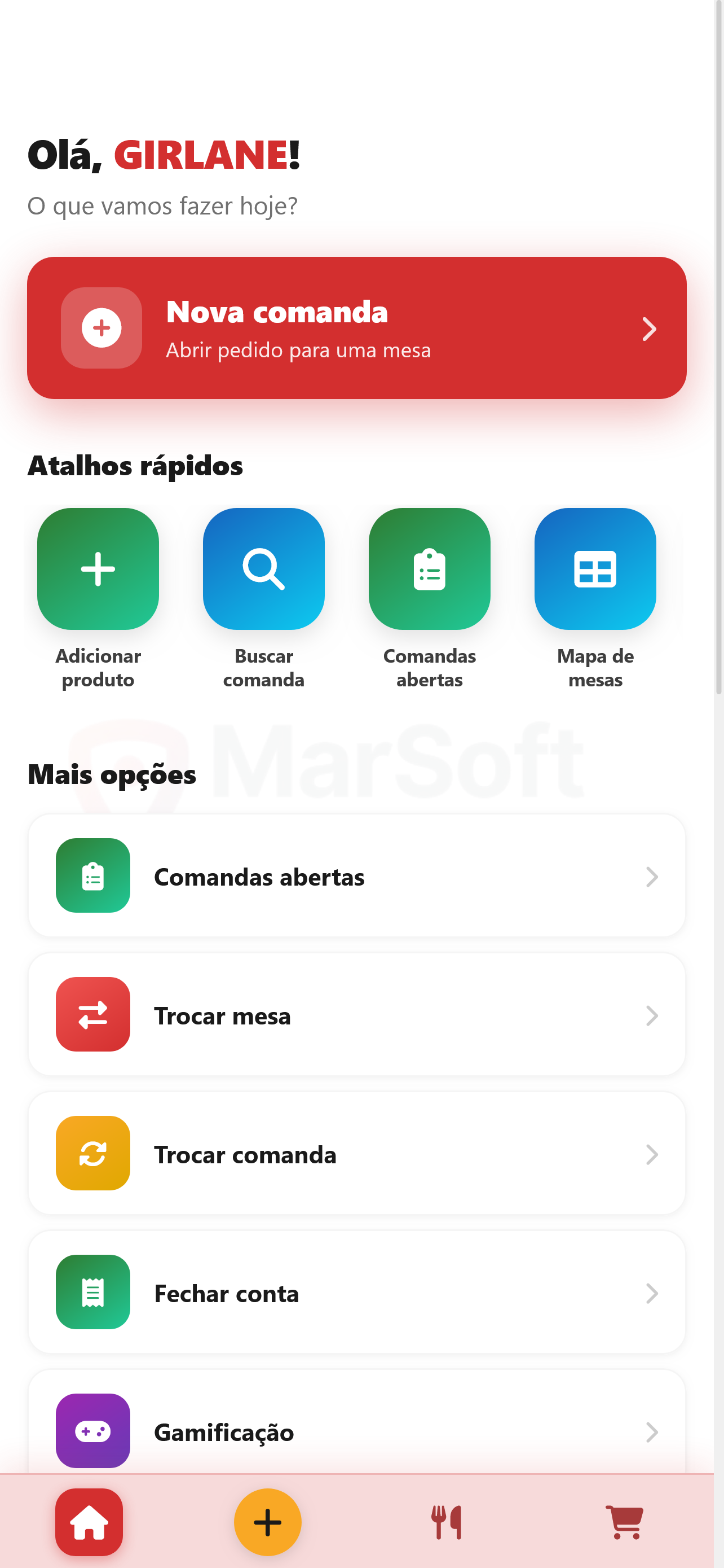 Aplicativo do garçom MarSoft